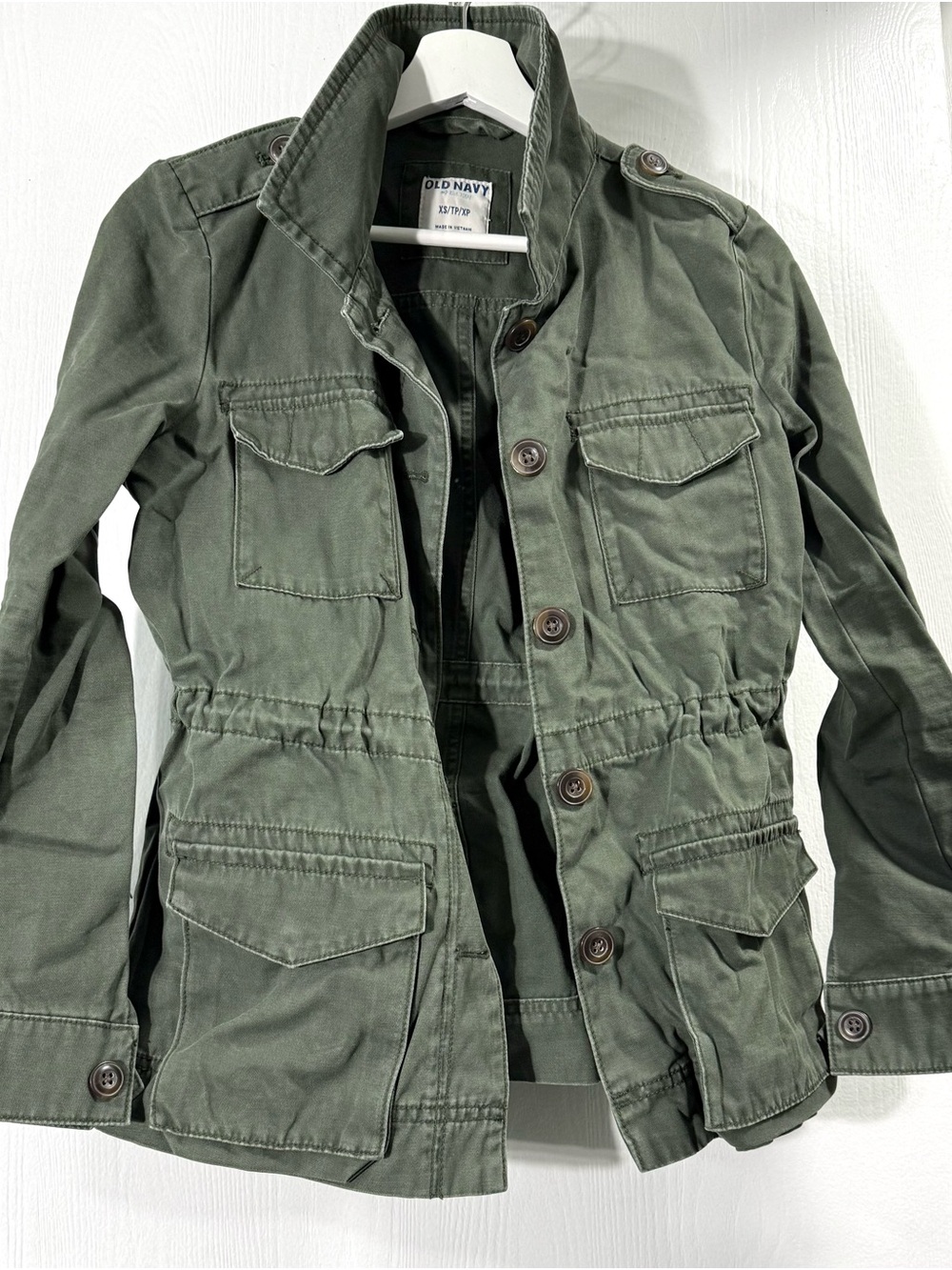 100% Cotton Old Navy green cinched-waist Utility Jacket • Womens size XS